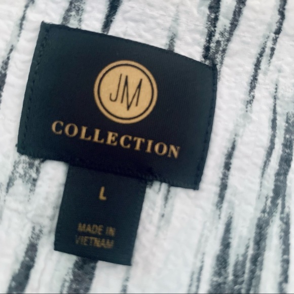 JM Collection Black & White Print Crinkle Texture Lightweight Jacket Size Large - Picture 11 of 12